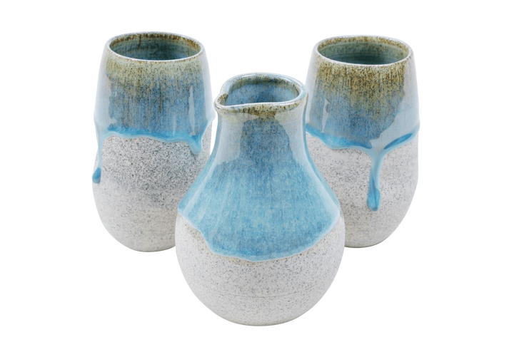 Blue Series Dragonfruit Ceramics Decanter and Goblets - Harmonie Home & Body