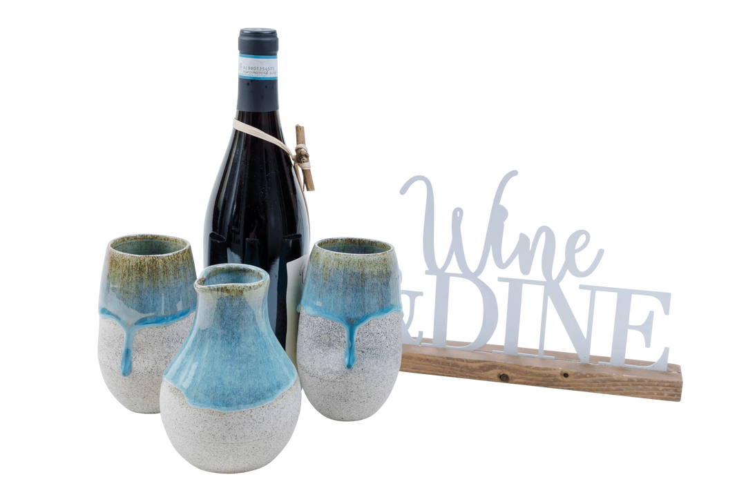 Blue Series Dragonfruit Ceramics Decanter and Goblets - Harmonie Home & Body
