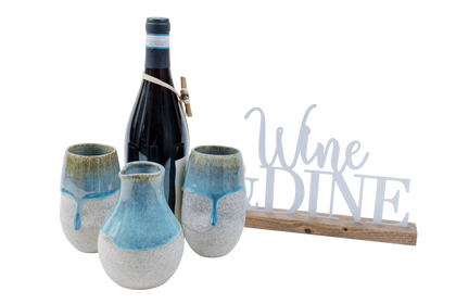Blue Series Dragonfruit Ceramics Decanter and Goblets - Harmonie Home & Body