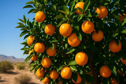 show oranges on the tree
