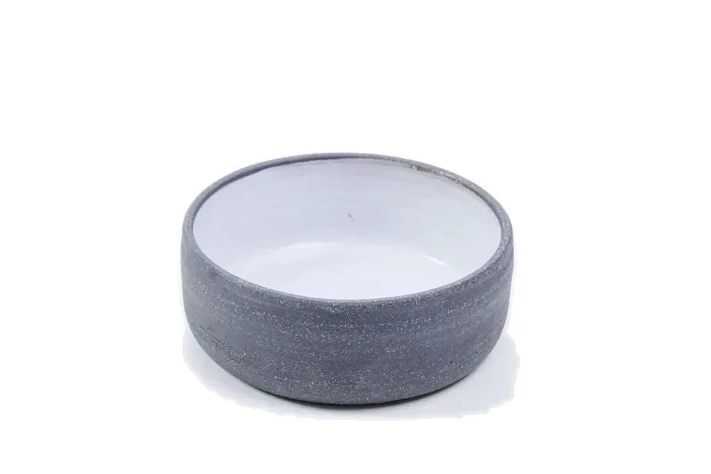 White glazed 14 oz ceramic vessel with grey stoneware exterior