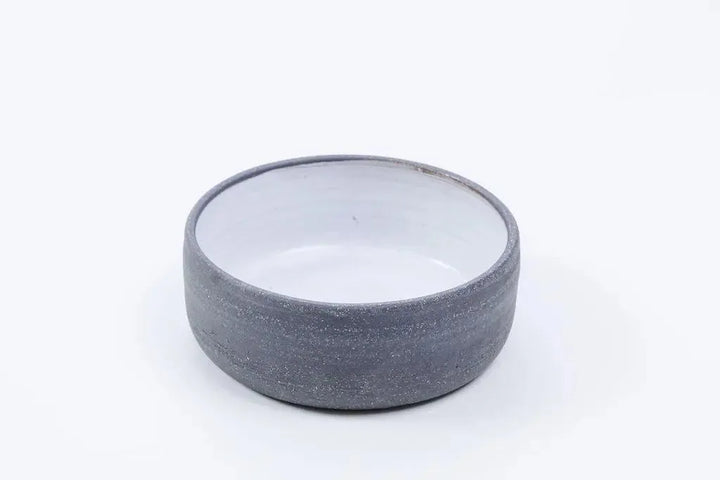 White glazed 14 oz ceramic vessel with grey stoneware exterior