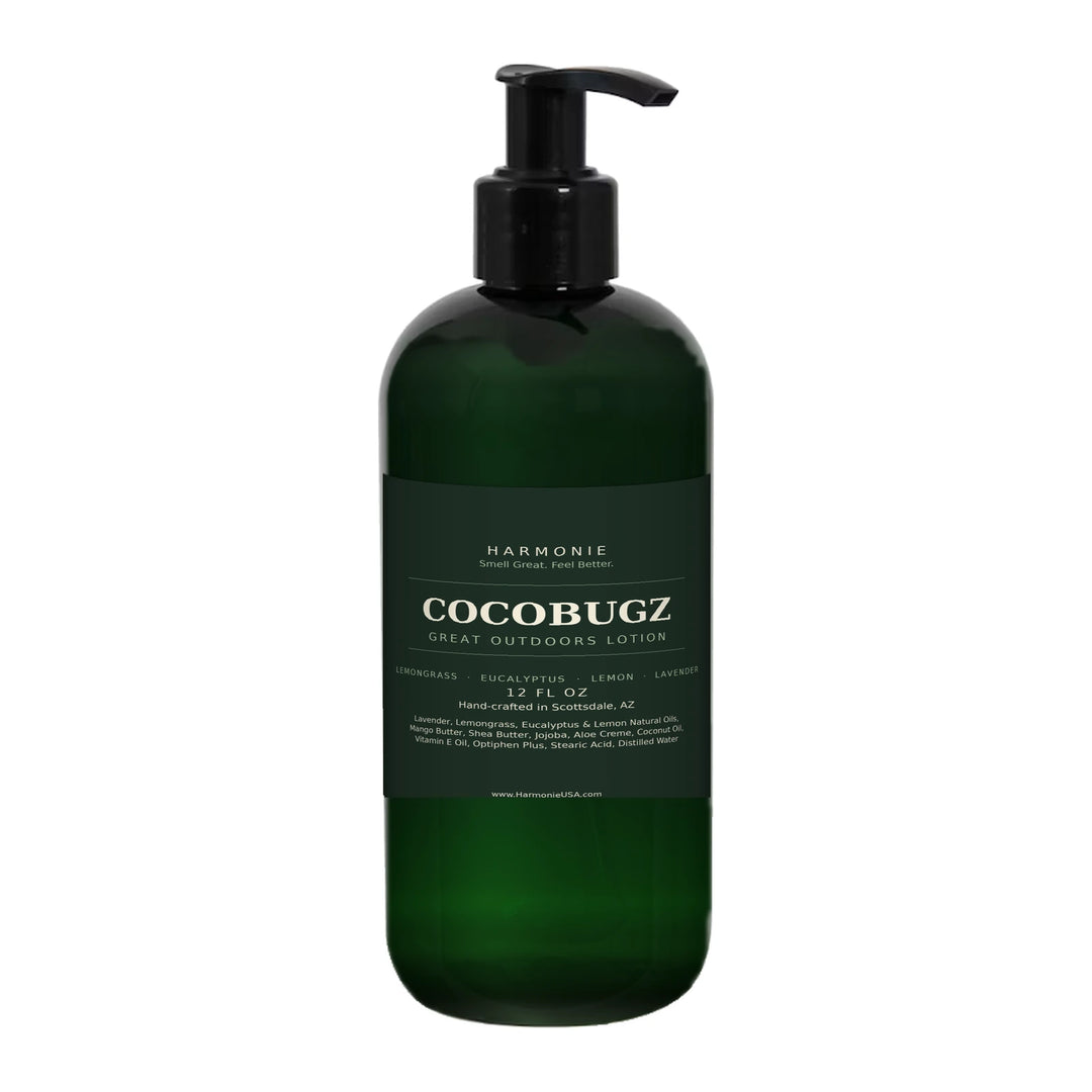COCOBUGZ Great Outdoors lotion, 12 oz dark green pump bottle