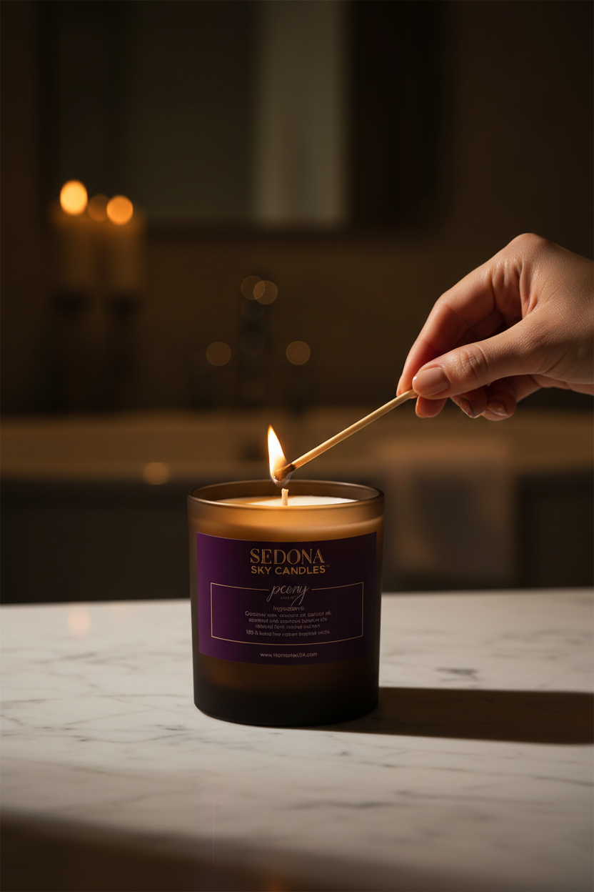 Luxury Peony Candle - Natural Coconut Wax | Harmonie USA Sedona Sky Candles