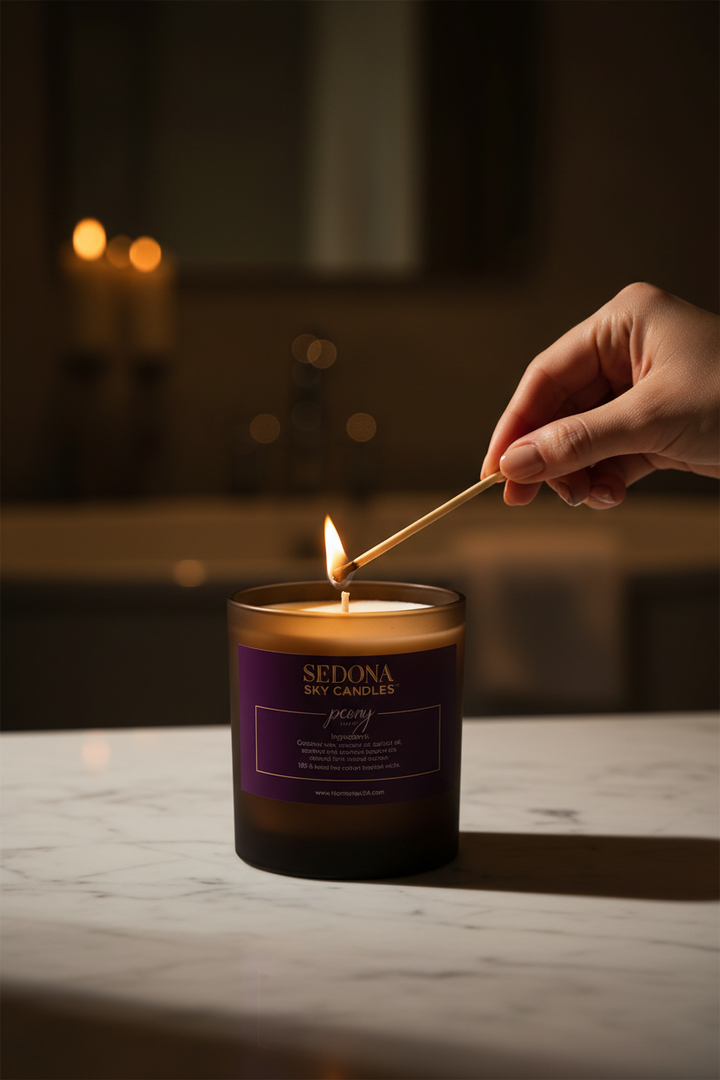 Luxury Peony Candle - Natural Coconut Wax | Harmonie USA Sedona Sky Candles