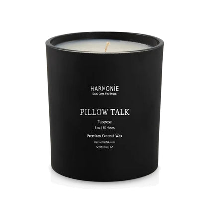 Pillow Talk Tuberose Candle in matte black vessel