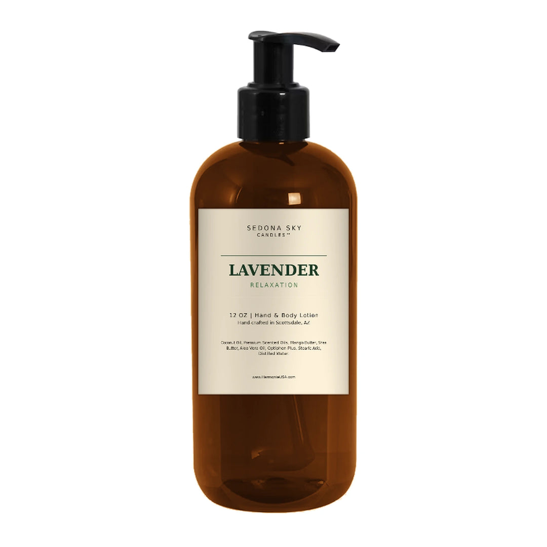 Sedona Sky Lavender Relaxation hand and body lotion, 12 oz amber pump bottle