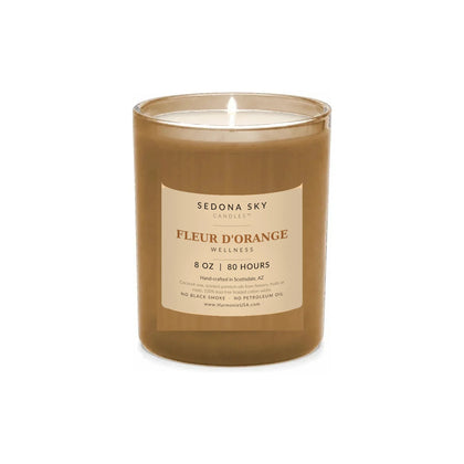 Sedona Sky Fleur D'Orange Wellness coconut wax candle, 8 oz glass jar